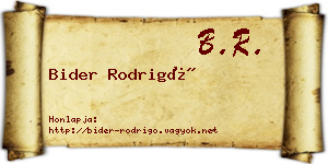Bider Rodrigó névjegykártya